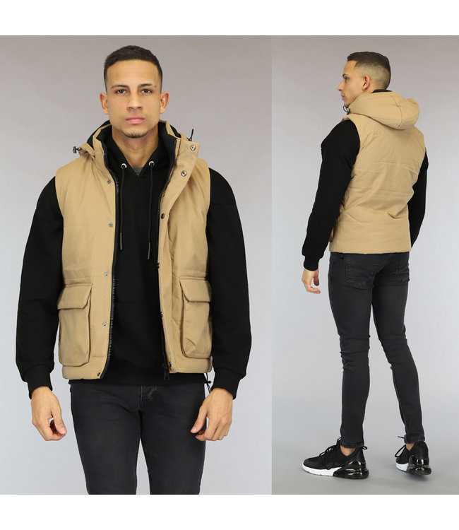 !OP=OP Camel Gewatteerde Heren Bodywarmer met Zakken