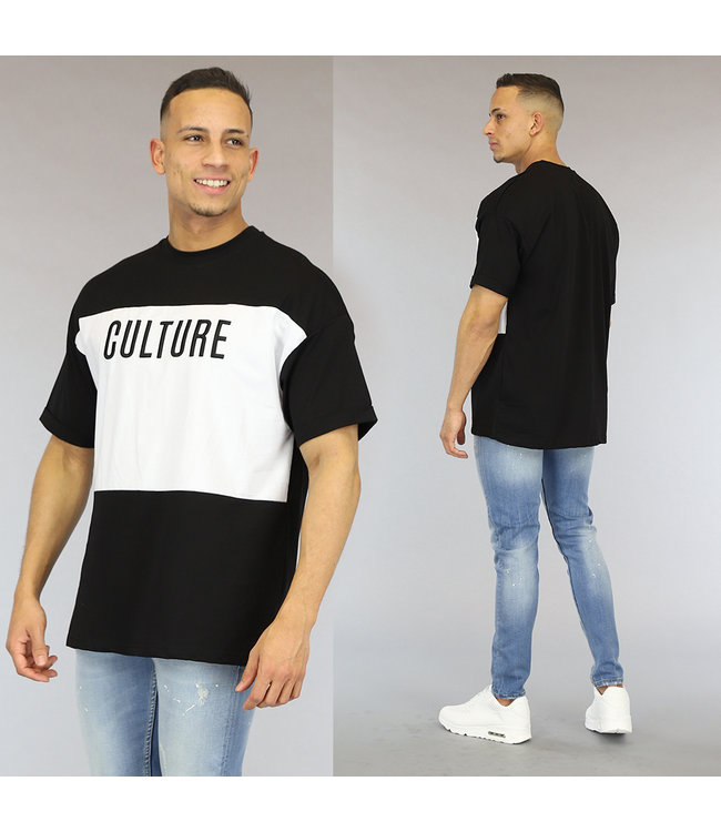 !OP=OP Oversized Zwart/Wit Culture Heren T-Shirt