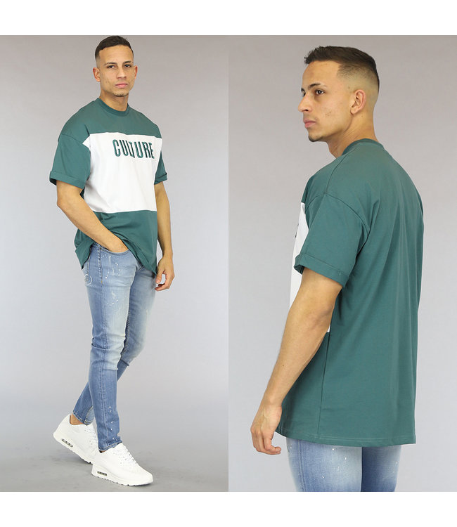 Oversized Groen/Wit Culture Heren T-Shirt