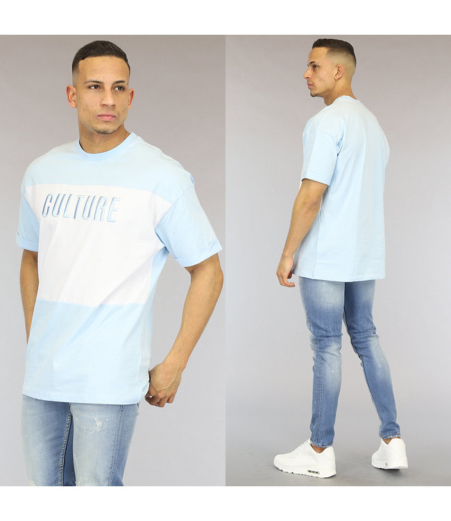 !OP=OP Oversized Blauw/Wit Culture Heren T-Shirt