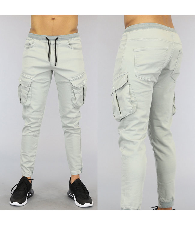 Lichtgrijze Heren Cargo Jogger