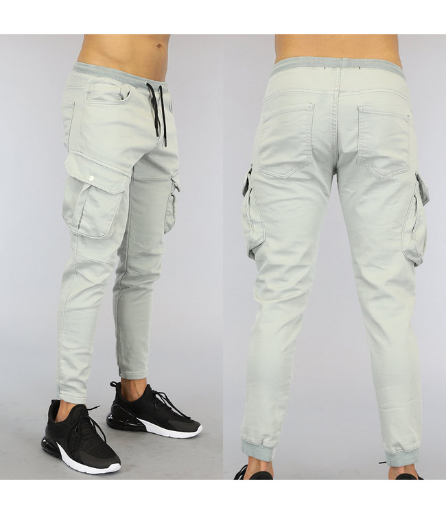 Lichtgrijze Heren Cargo Jogger