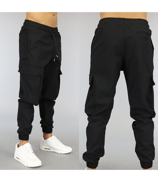 Zwarte Heren Baggy Cargo Broek - Black-Leo.nl