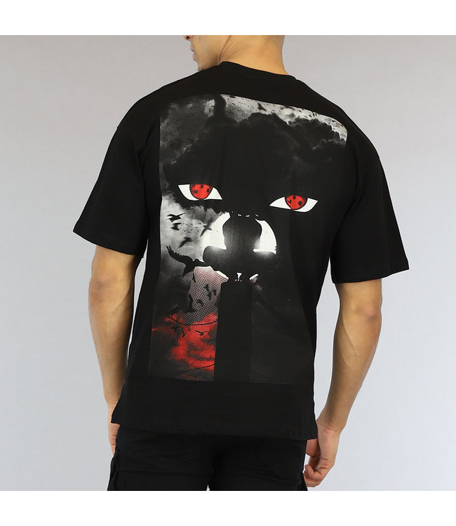Zwart Heren T Shirt met Rug Bedrukking Black Leo