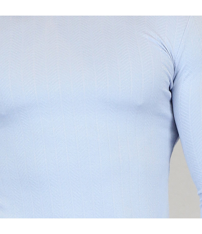 Lichtblauw Longsleeve Heren Shirt met Print Opdruk