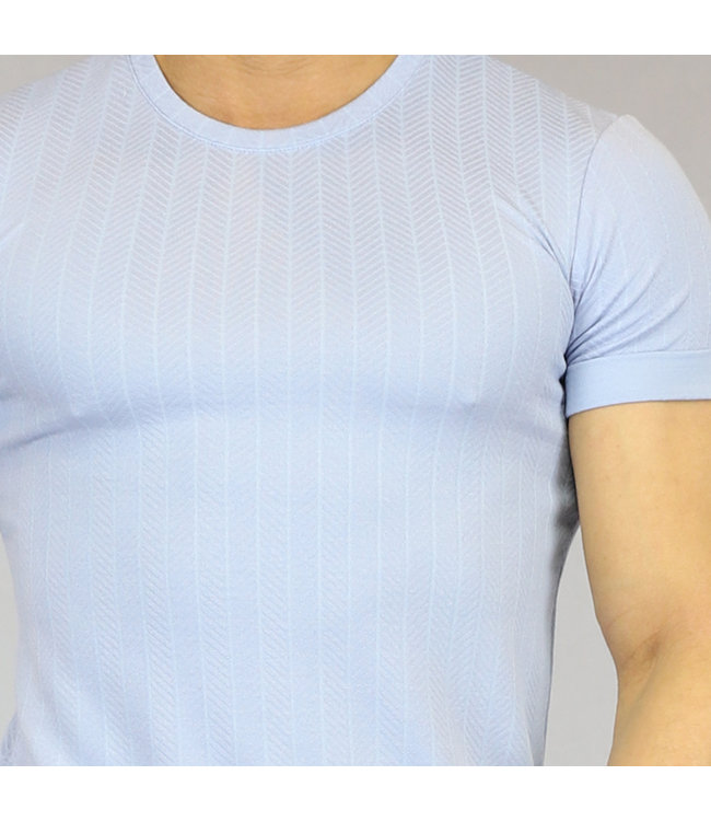 Lichtblauw Heren T-Shirt met Print Opdruk