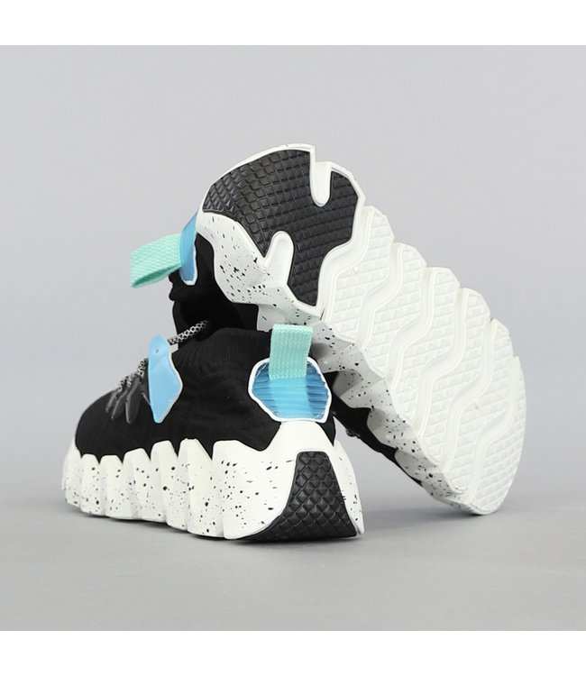 Zwarte Heren Sock Sneakers met Witte Ribbel Zool