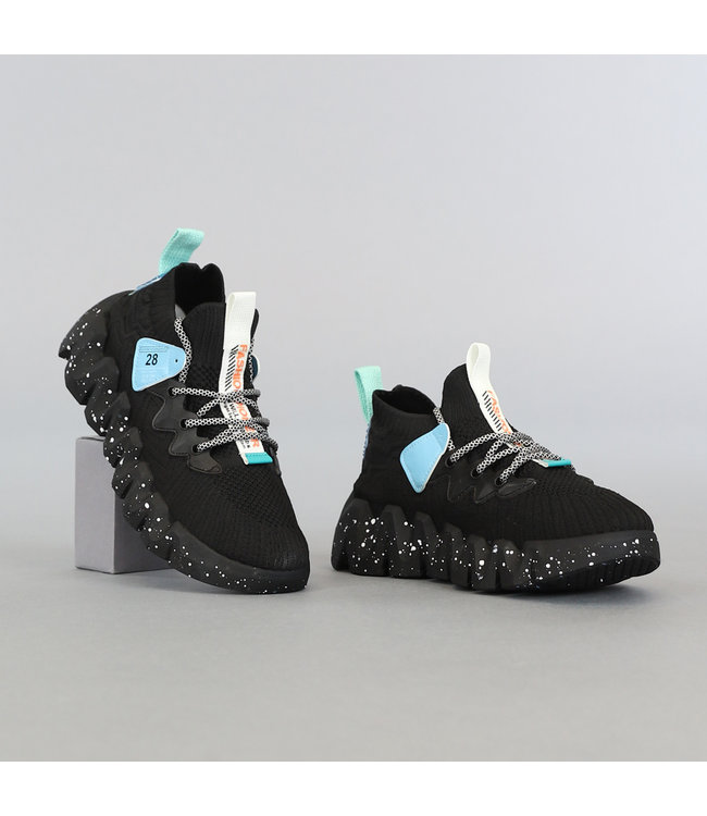 !OP=OP Zwarte Heren Sock Sneakers met Ribbel Zool