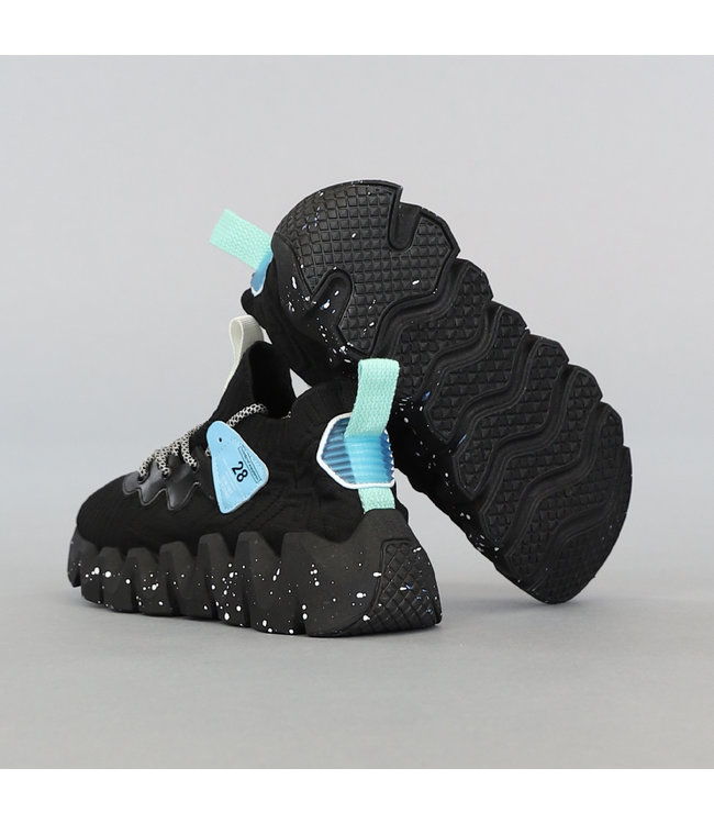 !OP=OP Zwarte Heren Sock Sneakers met Ribbel Zool