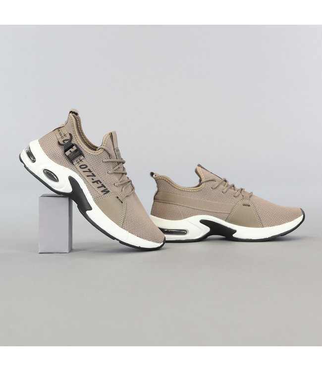 Taupe Heren Soft Sneakers met Gespdetail