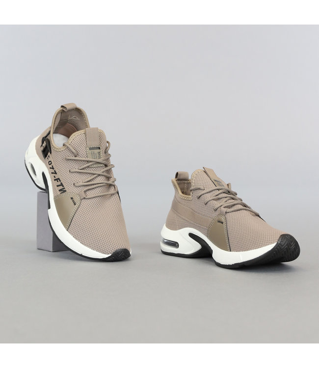 Taupe Heren Soft Sneakers met Gespdetail