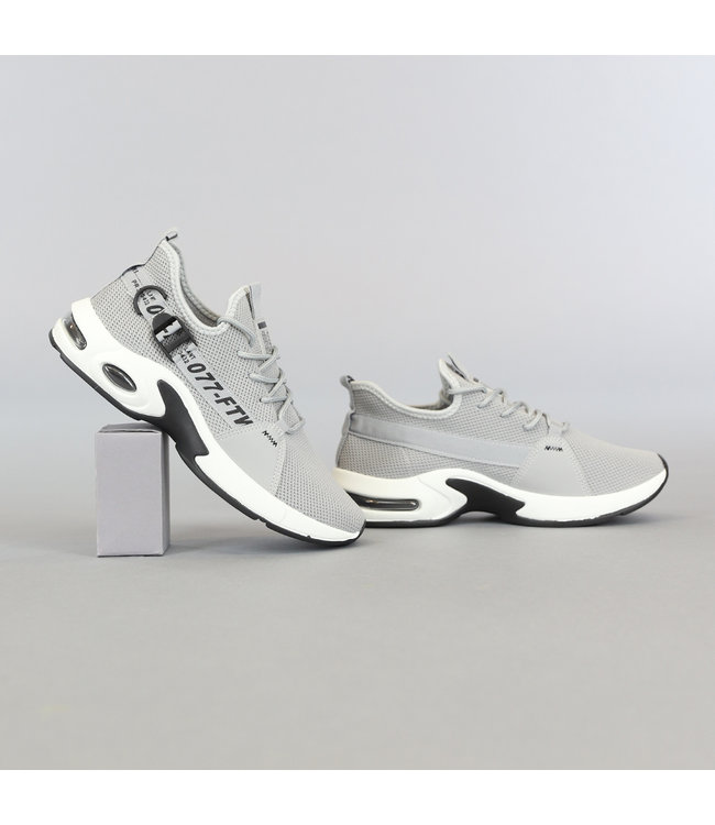 Grijze Heren Soft Sneakers met Gespdetail