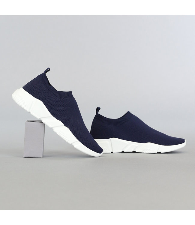 Blauwe Heren Instap Sock Sneakers