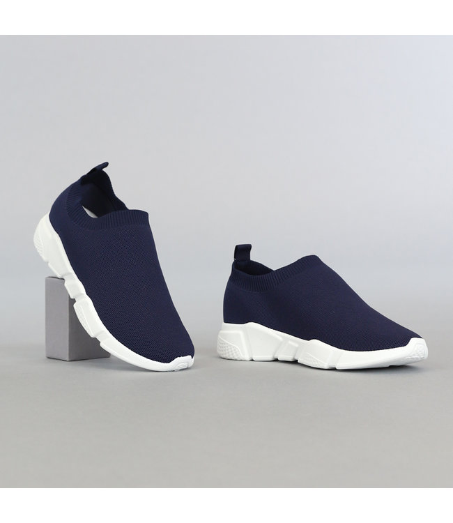 !OP=OP Blauwe Heren Instap Sock Sneakers