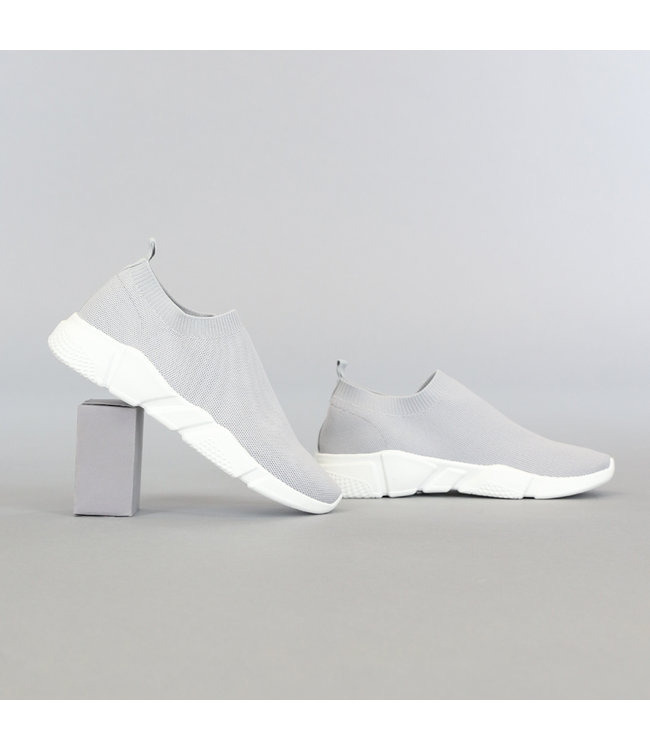 Grijze Heren Instap Sock Sneakers