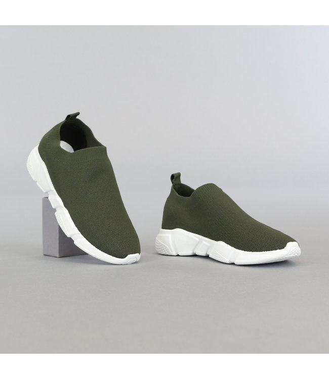 !OP=OP Groene Heren Instap Sock Sneakers