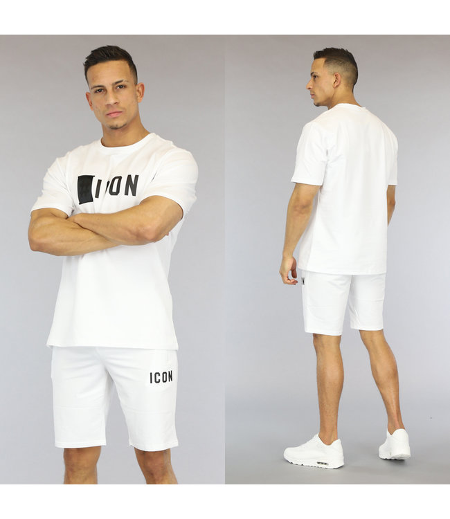 Witte Loose Fit Heren Short Set