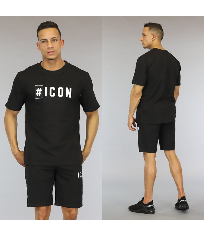 Zwarte Loose Fit Heren Icon Short Set