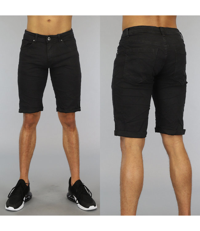 Zwarte Basic Heren Jeans Bermuda