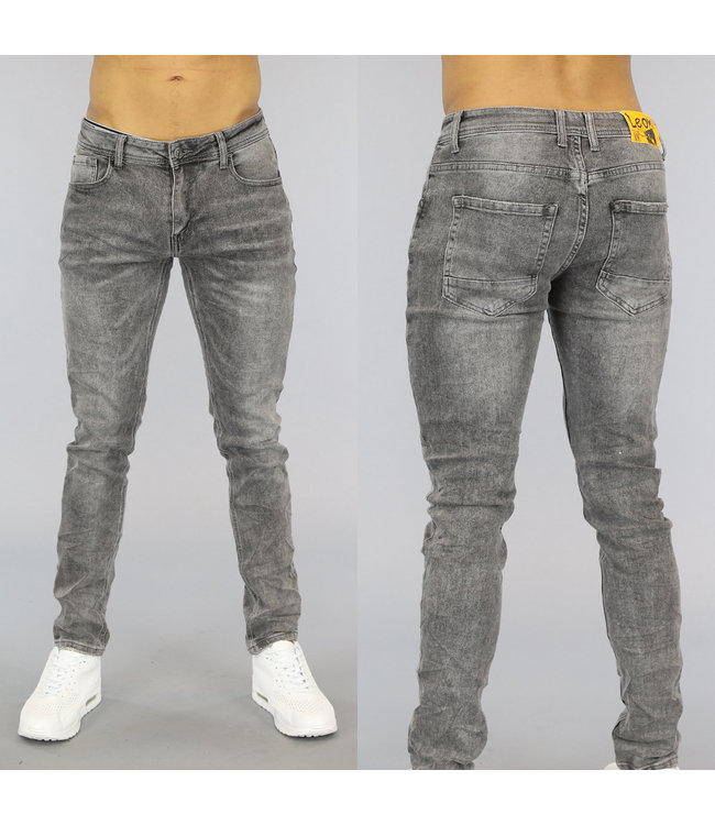 !OP=OP Basic Lichtgrijze Heren Jeans met Wassing