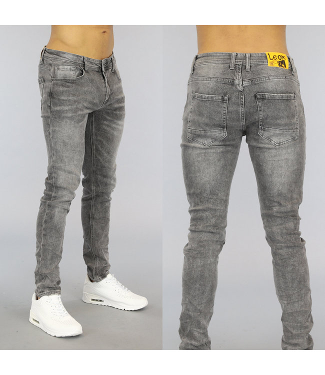 !OP=OP Basic Lichtgrijze Heren Jeans met Wassing