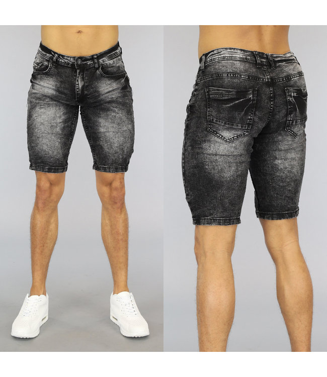 !OP=OP Zwarte Old Look Heren Jeans Short met Wassing