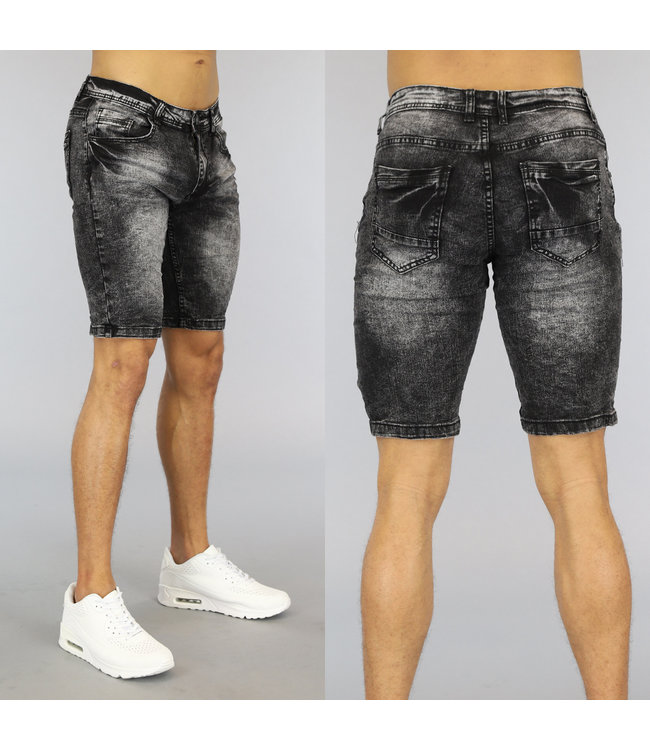 !OP=OP Zwarte Old Look Heren Jeans Short met Wassing