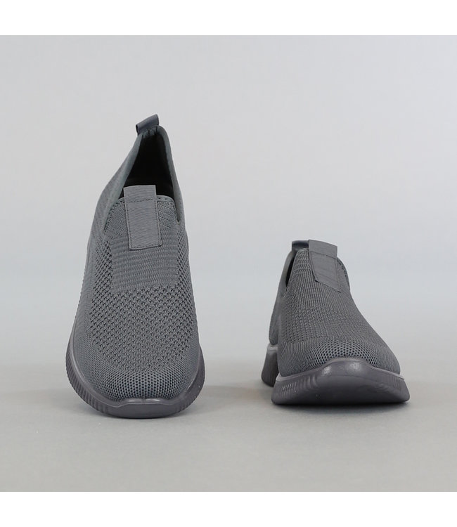 Grijze Slip-On Heren Sneakers met Streep Zool