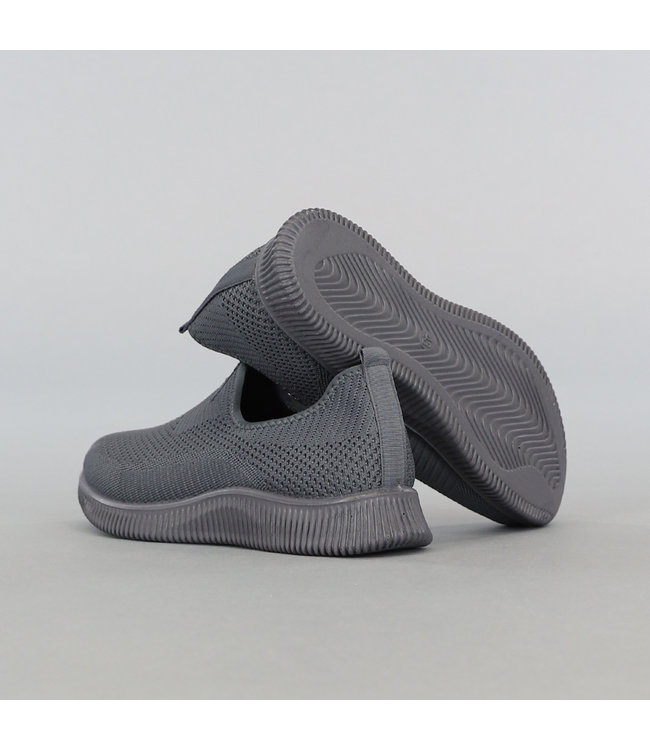 Grijze Slip-On Heren Sneakers met Streep Zool