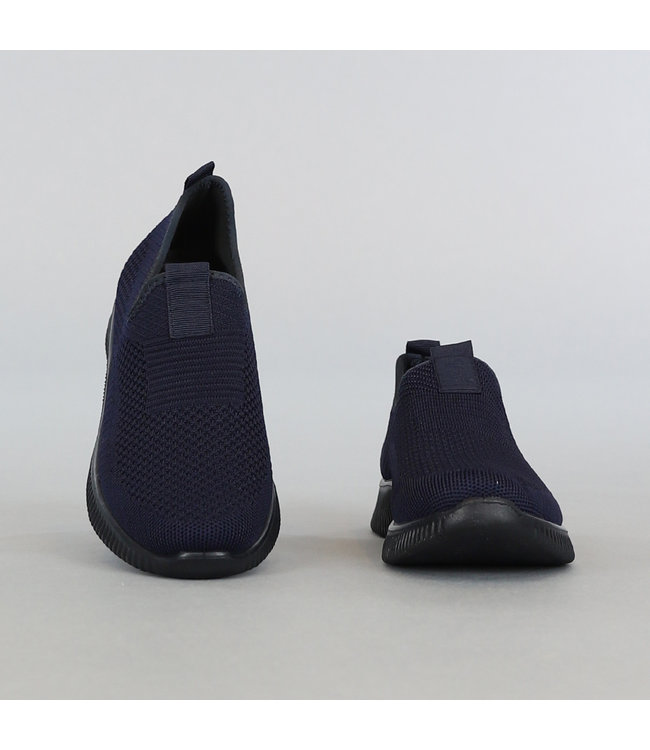 Blauwe Slip-On Heren Sneakers met Streep Zool