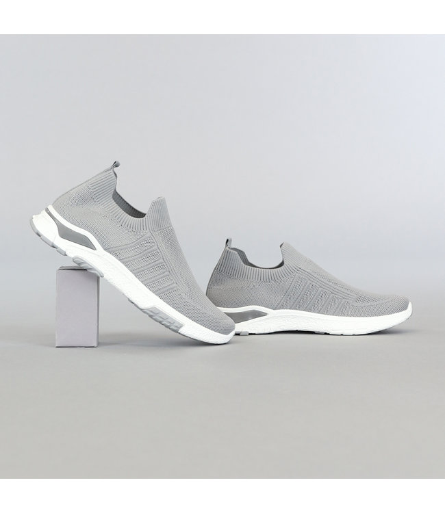 Elastische Grijze Slip On Heren Sneakers