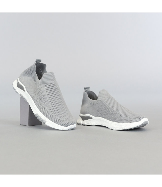 Elastische Grijze Slip On Heren Sneakers
