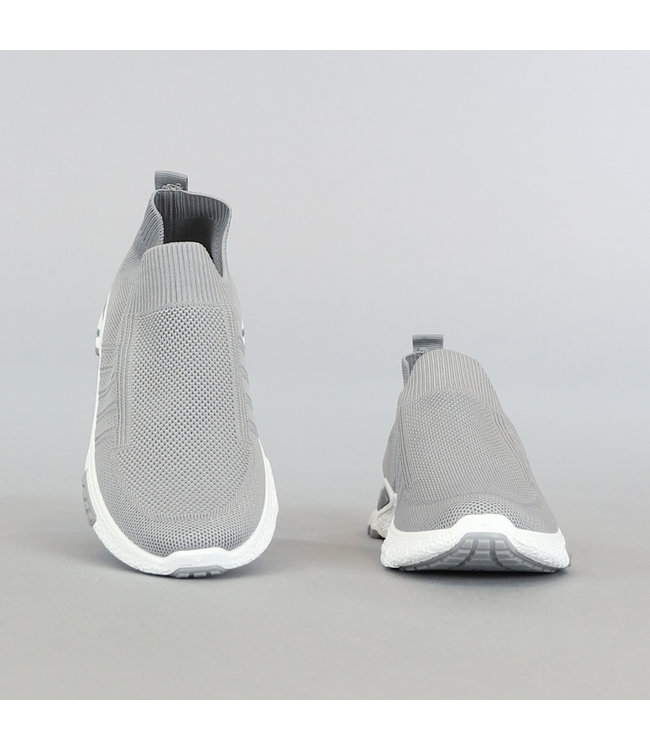 Elastische Grijze Slip-On Heren Sneakers