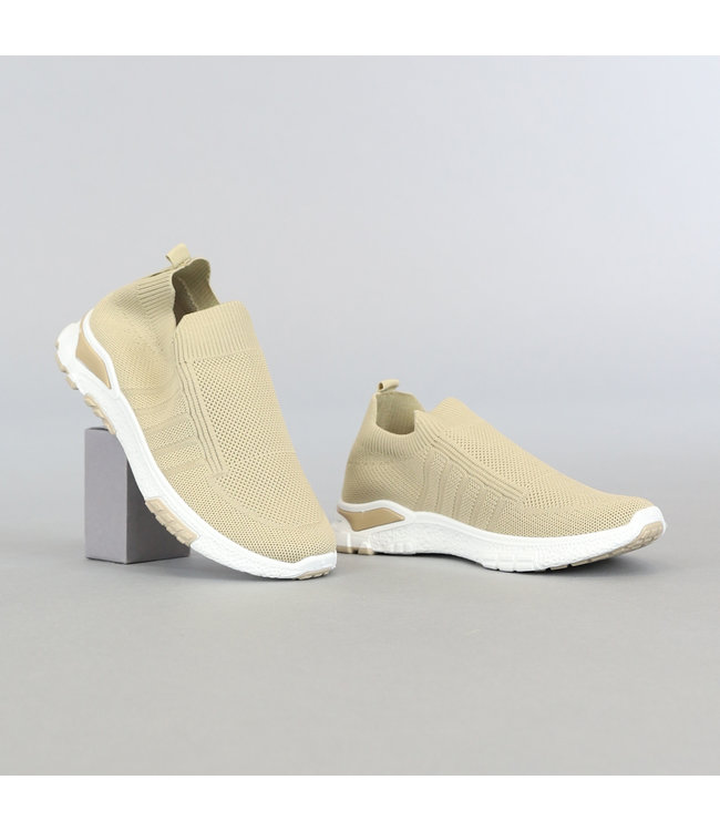 Elastische Beige Slip-On Heren Sneakers