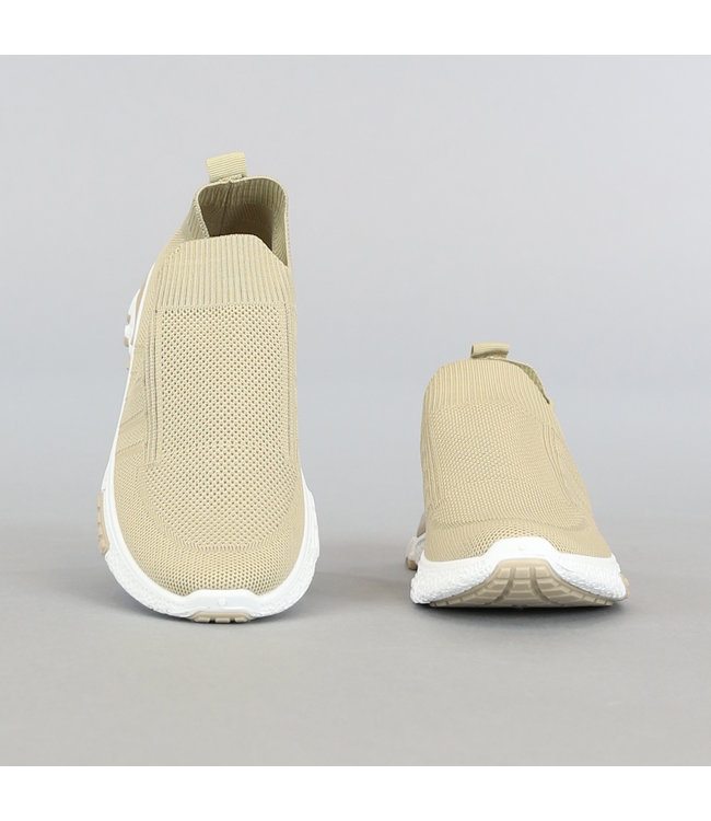 Elastische Beige Slip-On Heren Sneakers