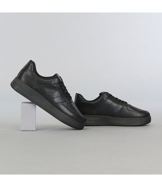 NEW0605 Basic Zwarte Lederlook Heren Sneakers