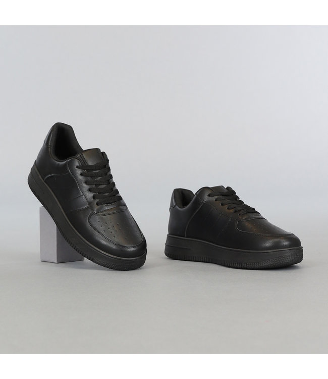 !OP=OP Basic Zwarte Lederlook Heren Sneakers