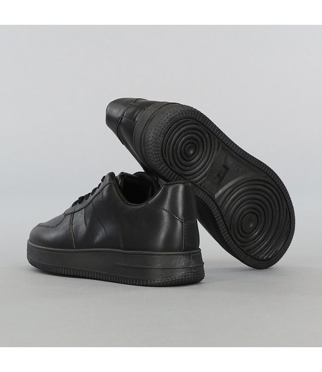 Basic Zwarte Lederlook Heren Sneakers