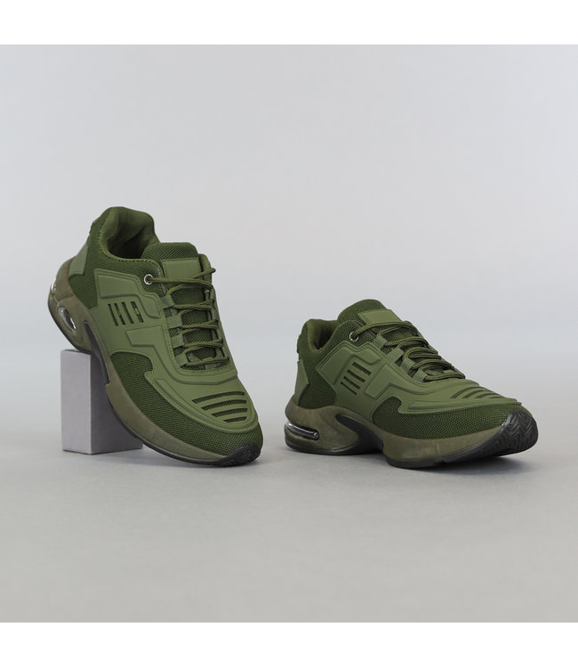Groene Heren Sneakers met Stevige Zool Black Leo