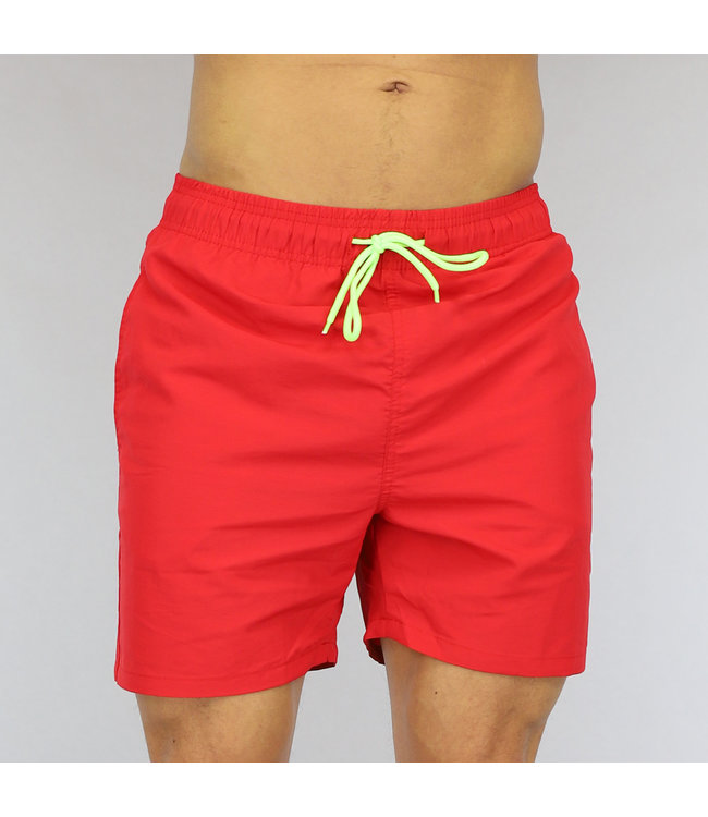 Rode Heren Zwembroek met Neon Veter