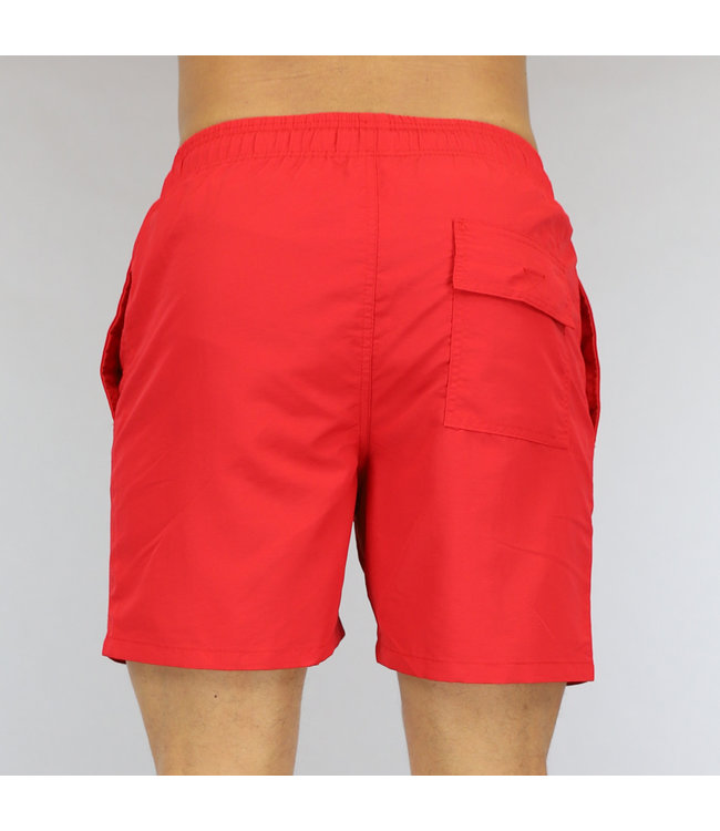 Rode Heren Zwembroek met Neon Veter