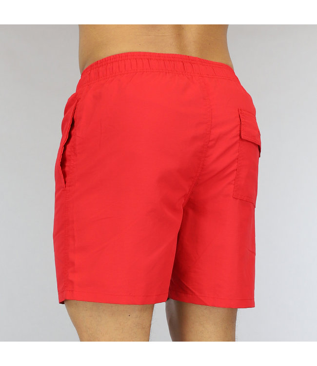 Rode Heren Zwembroek met Neon Veter