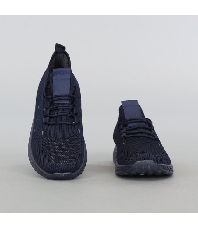 Donkerblauwe Lichtgewicht Sneakers met Reliëf Zool