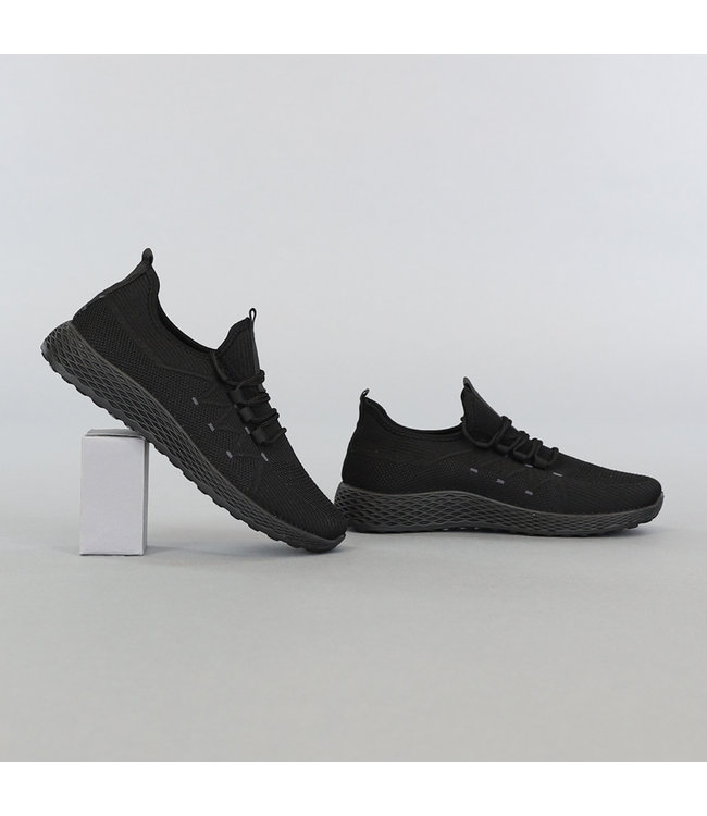 Zwarte Lichtgewicht Sneakers met Reliëf Zool