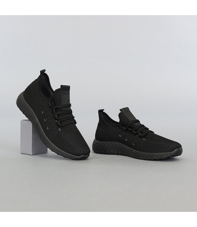 Zwarte Lichtgewicht Sneakers met Reliëf Zool