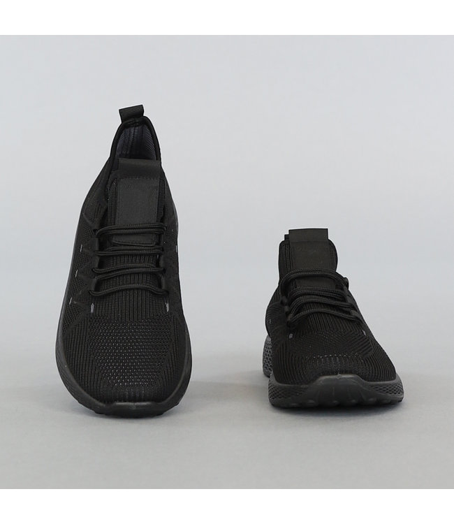 Zwarte Lichtgewicht Sneakers met Reliëf Zool