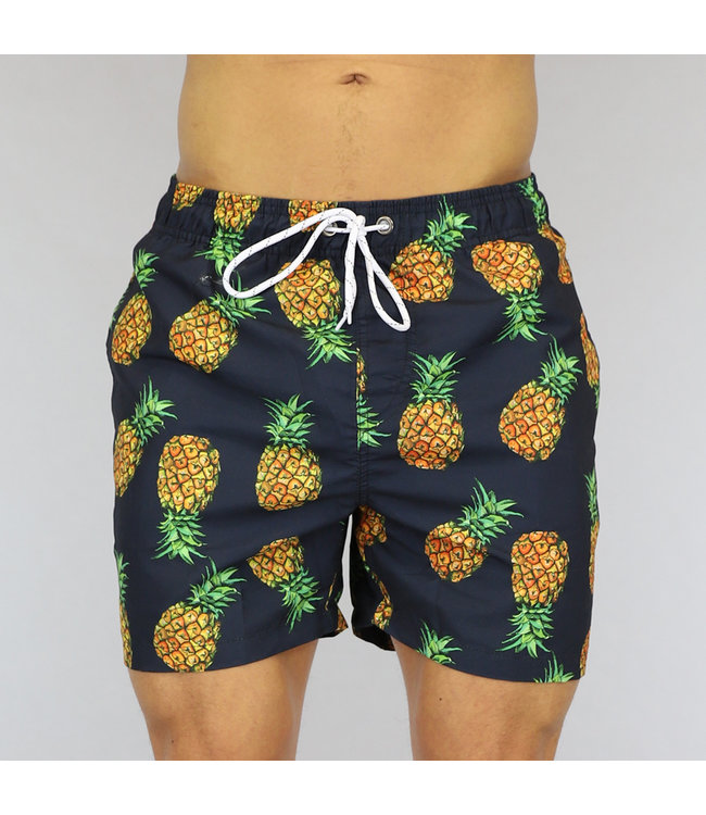 Zwarte Heren Zwembroek met Ananas Print