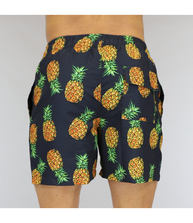 Zwarte Heren Zwembroek met Ananas Print