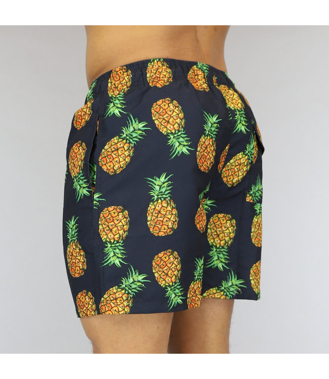 Zwarte Heren Zwembroek met Ananas Print