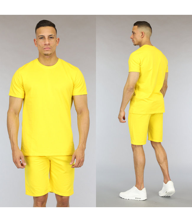 Basic Gele Loose-Fit Heren Short Set